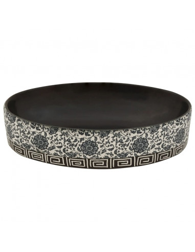 Lavabo da Appoggio Nero e Blu Ovale 56,5x36,5x13,5 cm Ceramica