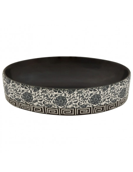 Lavabo da Appoggio Nero e Blu Ovale 56,5x36,5x13,5 cm Ceramica