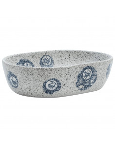 Lavabo da Appoggio Grigio e Blu Ovale 47x33x13 cm Ceramica 2