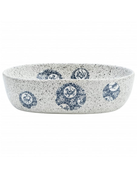 Lavabo da Appoggio Grigio e Blu Ovale 47x33x13 cm Ceramica