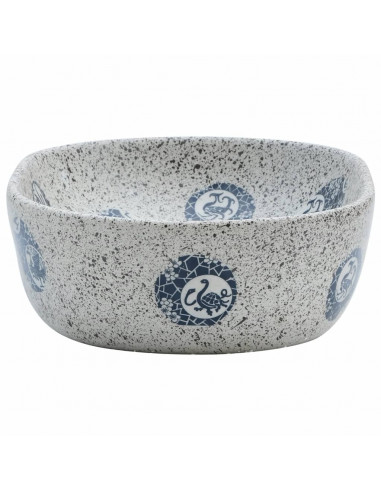 Lavabo da Appoggio Grigio e Blu Ovale 47x33x13 cm Ceramica