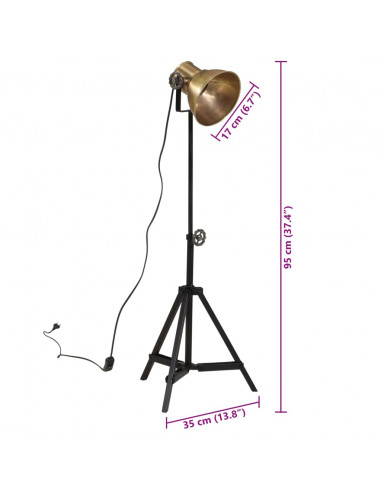 Lampada da Terra 25 W Ottone Anticato 35x35x65/95 cm E27