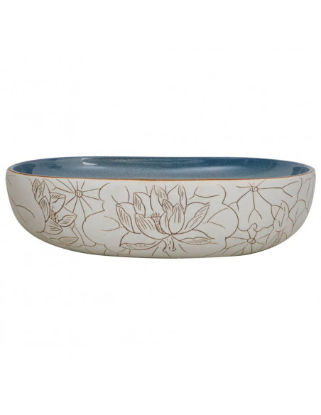 Lavabo da Appoggio Sabbia e Blu Ovale 59x40x14 cm Ceramica