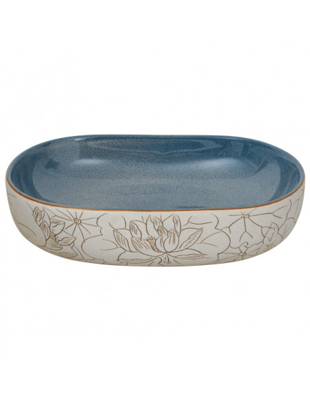 Lavabo da Appoggio Sabbia e Blu Ovale 59x40x14 cm Ceramica
