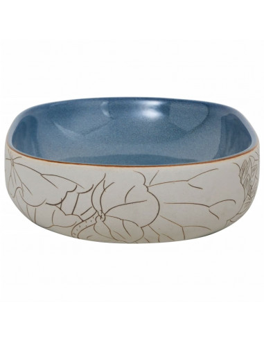 Lavabo da Appoggio Sabbia e Blu Ovale 59x40x14 cm Ceramica