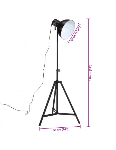Lampada da Terra 25 W Nera 61x61x90/150 cm E27