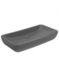 Lavabo Lusso Rettangolare Grigio Scuro Opaco 71x38 cm Ceramica 2