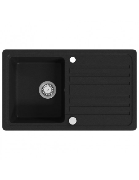 Lavandino Cucina Granito Singolo Scolapiatti Reversibile Nero