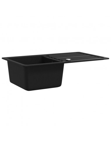 Lavandino Cucina Granito Singolo Scolapiatti Reversibile Nero