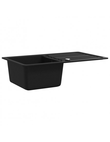 Lavandino Cucina Granito Singolo Scolapiatti Reversibile Nero