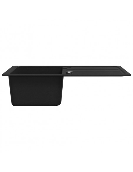 Lavandino Cucina Granito Singolo Scolapiatti Reversibile Nero