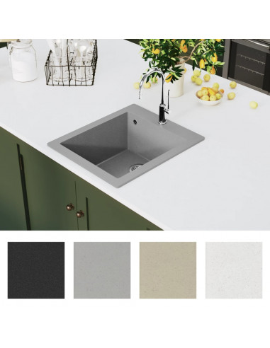 Lavandino da Cucina Granito solo Lavello ad Incasso Grigio