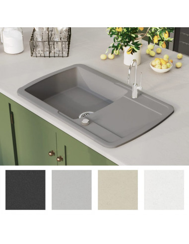 Lavello da Cucina in Granito Vasca Singola Grigio