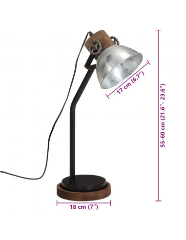 Lampada da Scrivania 25 W Argento Vintage 18x18x60 cm E27