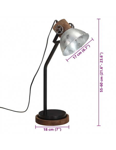 Lampada da Scrivania 25 W Argento Vintage 18x18x60 cm E27