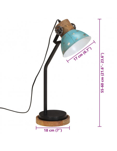 Lampada da Scrivania 25 W Blu Anticato 18x18x60 cm E27