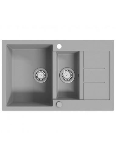 Lavello da Cucina in Granito Vasca Doppia Grigio