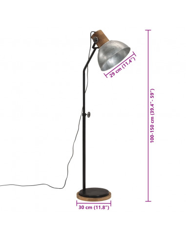 Lampada da Terra 25 W Argento Vintage 30x30x100-150 cm E27