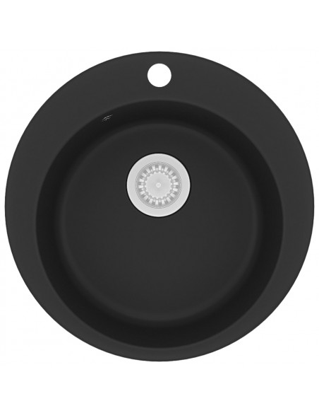 Lavello da Cucina in Granito Vasca Singola Circolare Nero