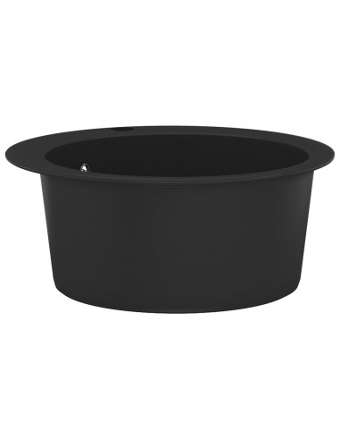 Lavello da Cucina in Granito Vasca Singola Circolare Nero