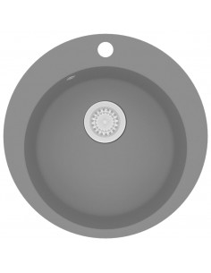 Lavello da Cucina in Granito Vasca Singola Rotondo Grigio 2