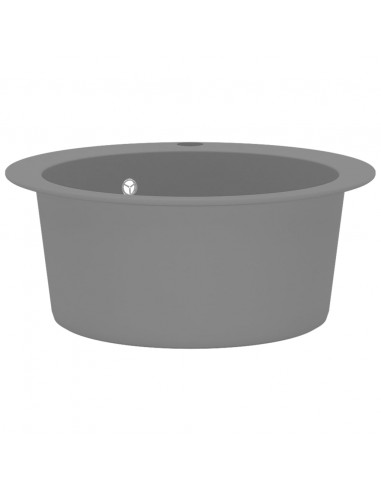 Lavello da Cucina in Granito Vasca Singola Rotondo Grigio