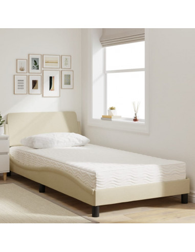 Letto con Materasso Crema 100x200 cm in Tessuto
