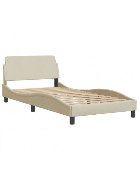 Letto con Materasso Crema 100x200 cm in Tessuto