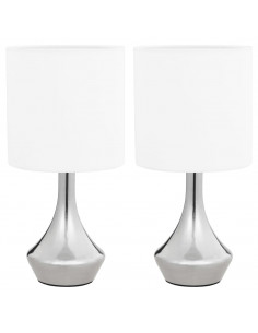 Lampade da Tavolo 2 pz Pulsanti Touch Bianche E14 2
