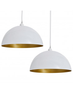 Lampada a Sospensione 2pz Altezza Regolabile Semisferica Bianca 2