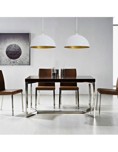 Lampada a Sospensione 2pz Altezza Regolabile Semisferica Bianca