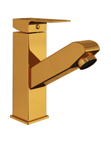 Rubinetto Lavabo da Bagno Funzione Estraibile Oro 157x172 mm