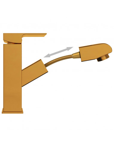 Rubinetto Lavabo da Bagno Funzione Estraibile Oro 157x172 mm