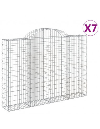 Cesti Gabbioni ad Arco 7 pz 200x30x140/160 cm Ferro Zincato