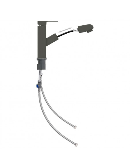 Rubinetto Lavabo da Bagno Funzione Estraibile Grigio 157x172 mm