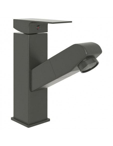 Rubinetto Lavabo da Bagno Funzione Estraibile Grigio 157x172 mm