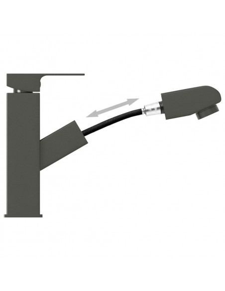 Rubinetto Lavabo da Bagno Funzione Estraibile Grigio 157x172 mm