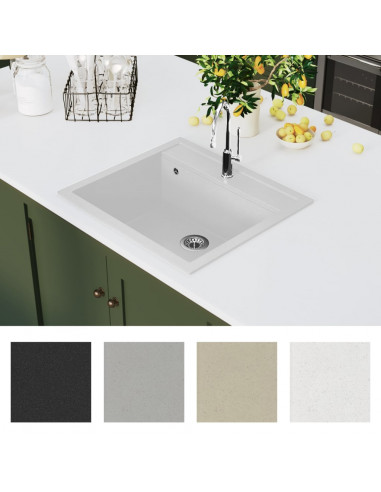 Lavello da Cucina in Granito Vasca Singola Bianco