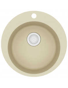 Lavello da Cucina in Granito Vasca Singola Tonda Beige 2