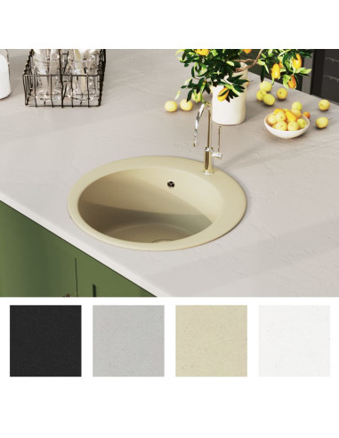 Lavello da Cucina in Granito Vasca Singola Tonda Beige