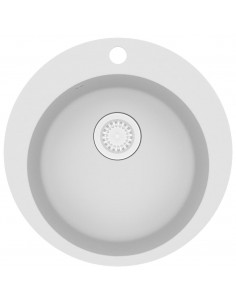 Lavello da Cucina in Granito Vasca Singola Tonda Bianco 2