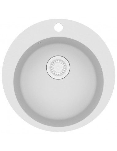 Lavello da Cucina in Granito Vasca Singola Tonda Bianco