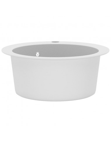 Lavello da Cucina in Granito Vasca Singola Tonda Bianco