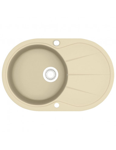 Lavello da Cucina in Granito Vasca Singola Ovale Beige