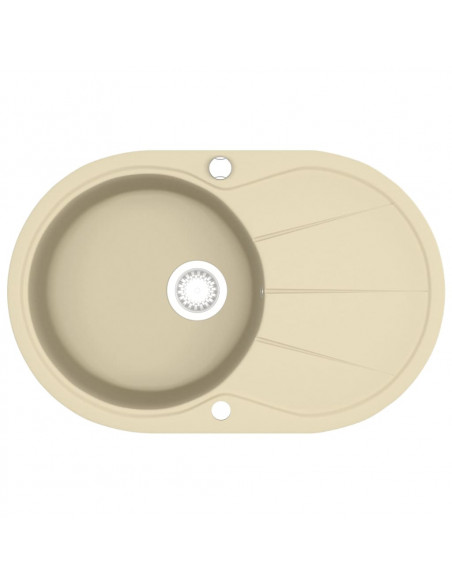Lavello da Cucina in Granito Vasca Singola Ovale Beige
