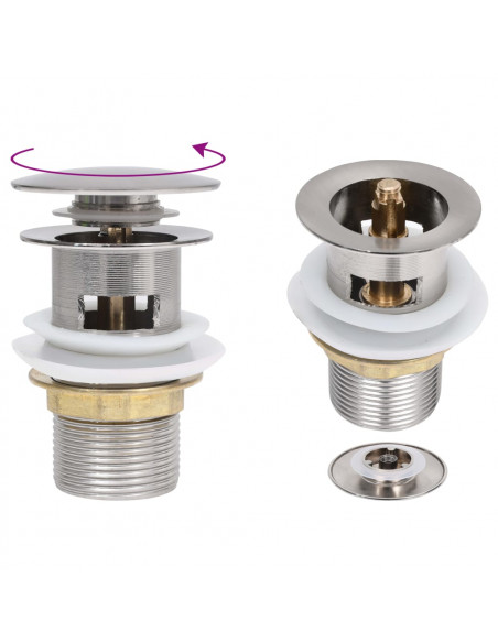 Scarico a Pressione Funzione Troppopieno Argento 6,4x6,4x9,1 cm