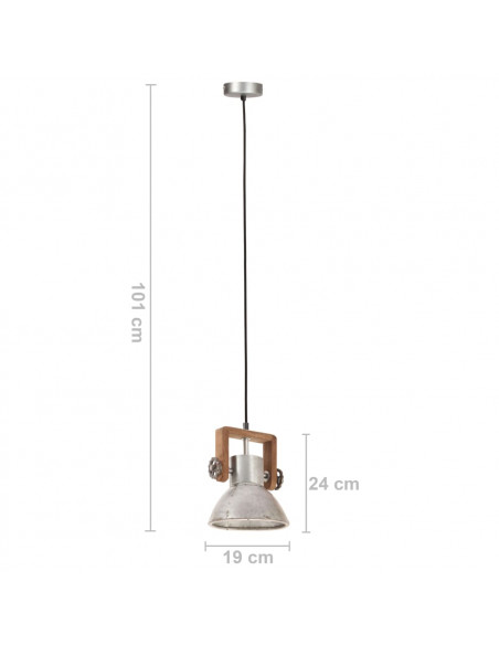 Lampada a Sospensione Industriale 25 W Argento Rotonda 19cm E27