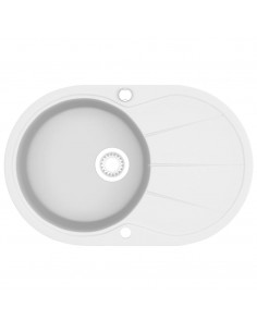 Lavello da Cucina in Granito Vasca Singola Ovale Bianco 2
