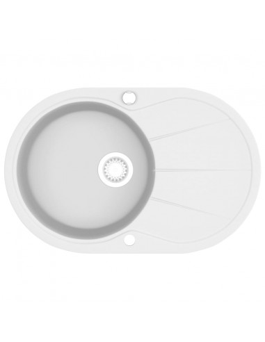 Lavello da Cucina in Granito Vasca Singola Ovale Bianco