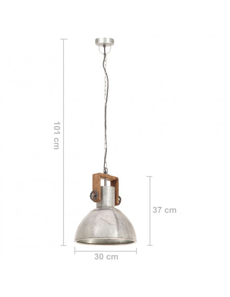 Lampada a Sospensione Industriale 25 W Argento Rotonda 30cm E27